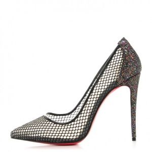 USED Christian Louboutin FOLLIES fishnet/GLIT